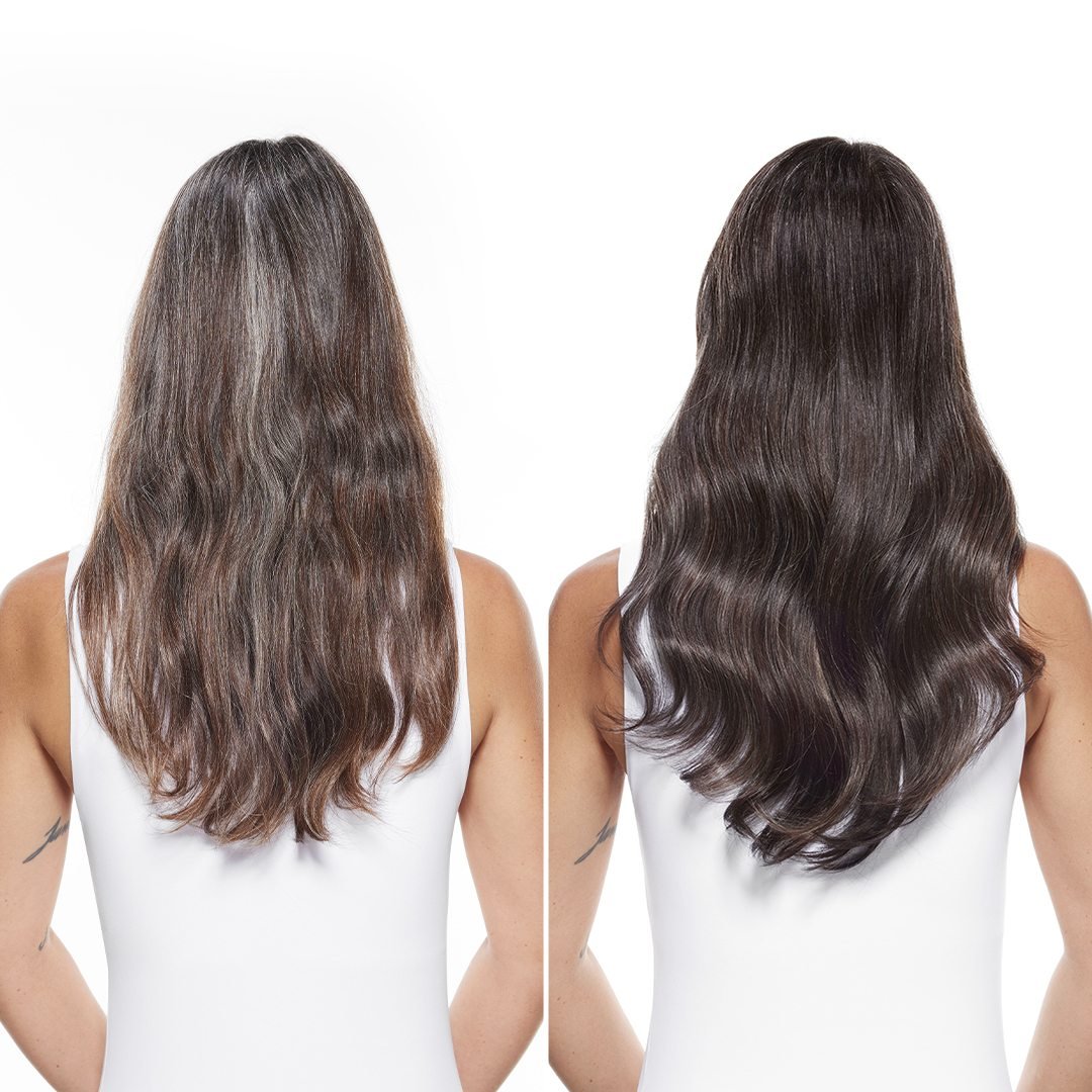 Antes y despues de cabello teñido para tapar canas
